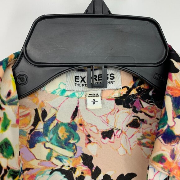 Express Portofino Shirt Pink Floral Print Button Down Long Sleeve - Picture 2 of 10